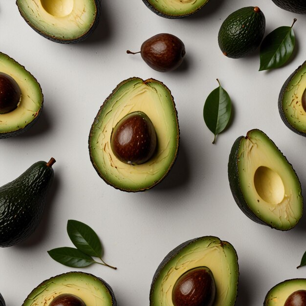 Photo avocados are displayed on a white background