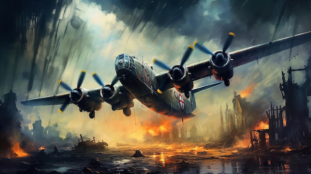 Avro Lancaster in Oil Painting Style