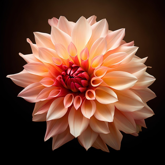 Award Winning Photography of a Peach Colored Dahlia in Dark Background