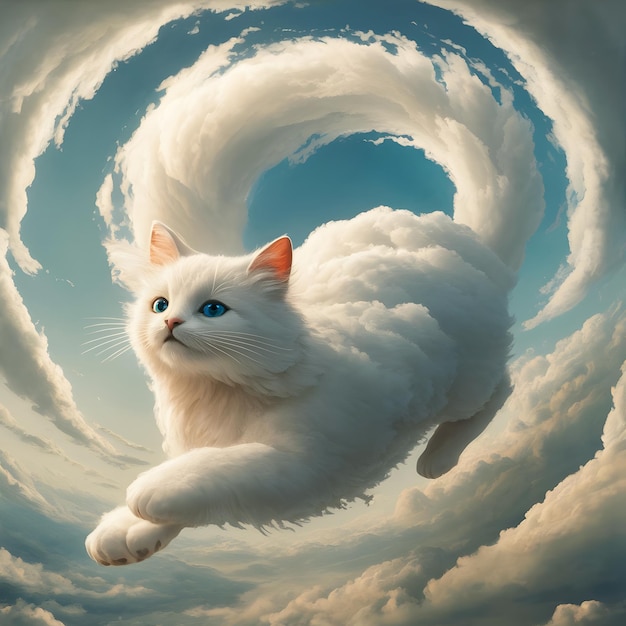 an awe inspiring painting of amajestic cloud cat