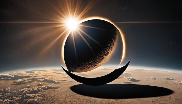 Awe inspiring solar eclipse casts shadow on earth suns corona radiates creating celestial spectacl