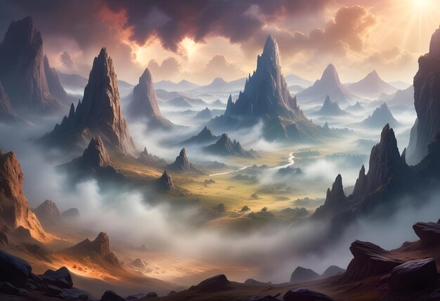 Photo aweinspiring of forgotten realms fog hill of five elements style hidden cave that time has erased