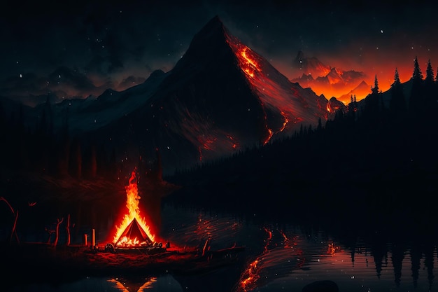 An aweinspiring image of a campfire