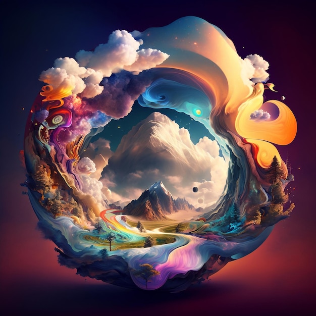 Aweinspiring Planet with Swirling Clouds and Vibrant Colors Generative AI