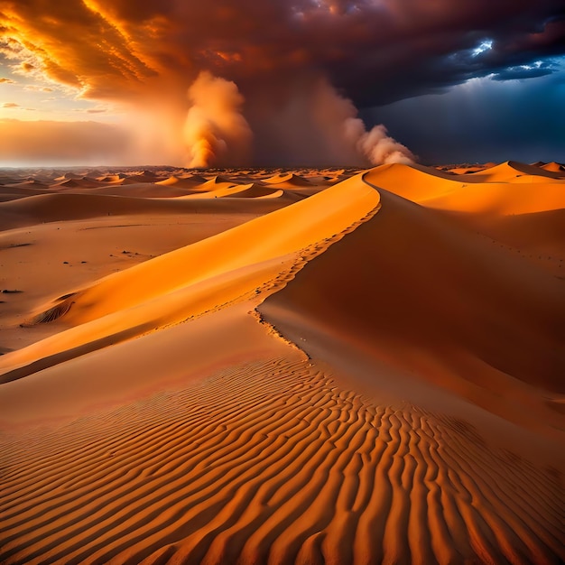 AweInspiring Sand Explosion Amid Desert Dunes