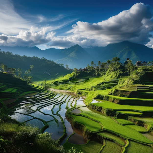 aweinspiring view of Indonesia's terraced rice fields