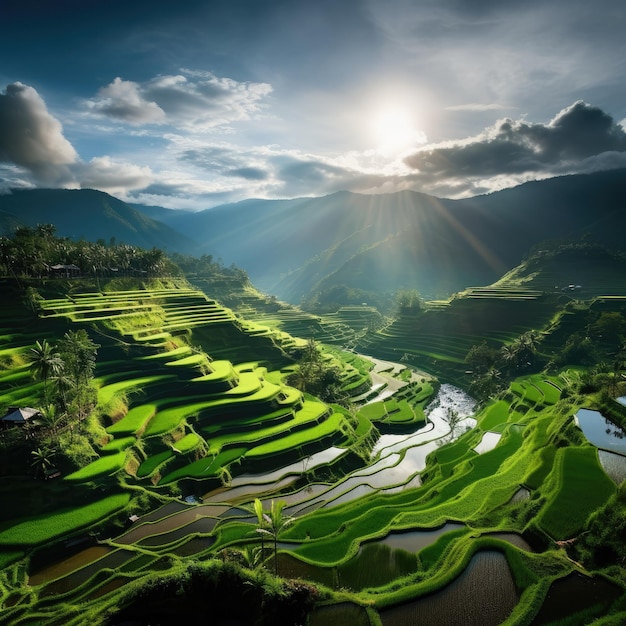 aweinspiring view of Indonesia's terraced rice fields