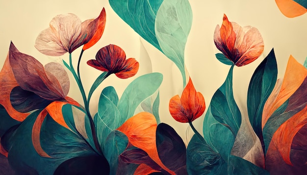 Awesome Abstract floral organic wallpaper background illustration19 Generative Ai