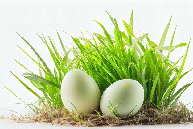 Awesome Eggs in green grass on white