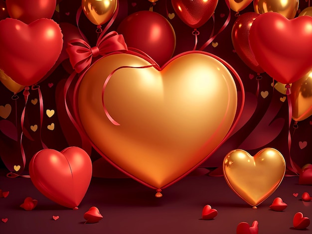 Awesome happy Valentines Day red and gold background