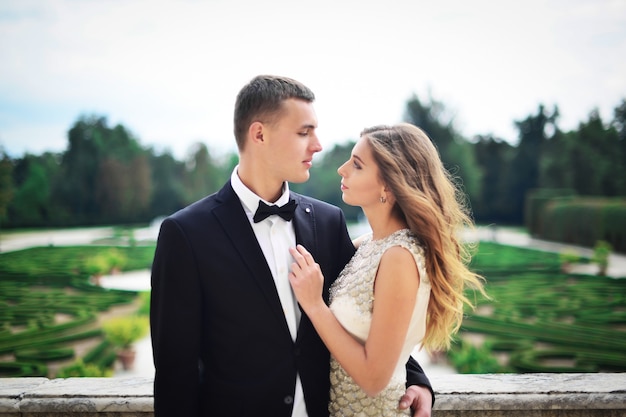 Awesome wedding couple in love. Bride and groom at wedding Day