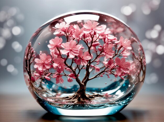 Awesomely Spring tree flowers blooming showing beautiful spring flowers in paperweight