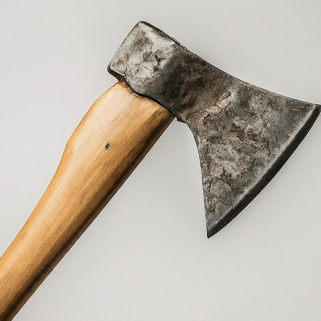 Photo an axe has a wooden handle that sayston it