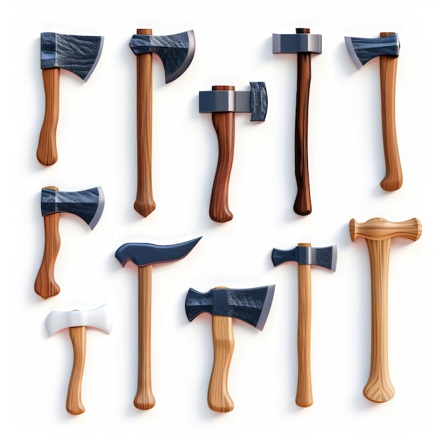 Axe icon ax symbol 3d realistic hatchet sign cleaver emblem woodcutter equipment tomahawk pictogram