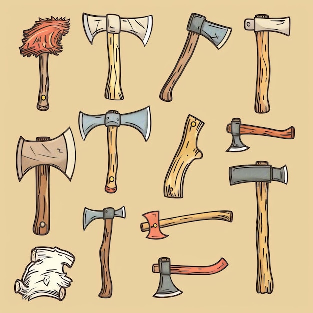 Axe icon ax symbol doodle sketched hatchet sign cleaver emblem woodcutter equipment tomahawk pictogram