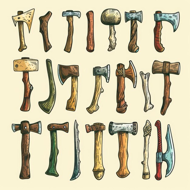 Photo axe icon ax symbol doodle sketched hatchet sign cleaver emblem woodcutter equipment tomahawk pictogram