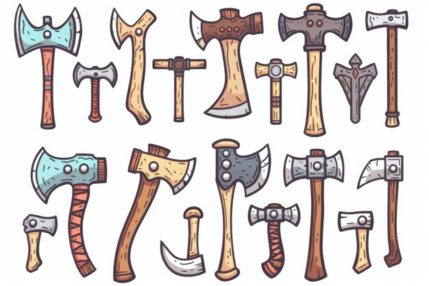 Photo axe icon ax symbol doodle sketched hatchet sign cleaver emblem woodcutter equipment tomahawk pictogram