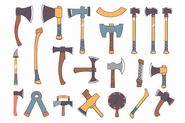 Photo axe icon ax symbol hatchet flat minimal sign cleaver emblem woodcutter equipment tomahawk pictogram