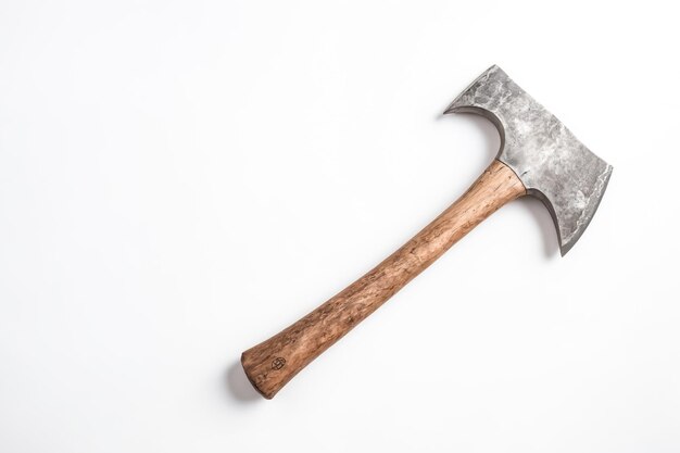 Axe with Wooden Handle on White Background