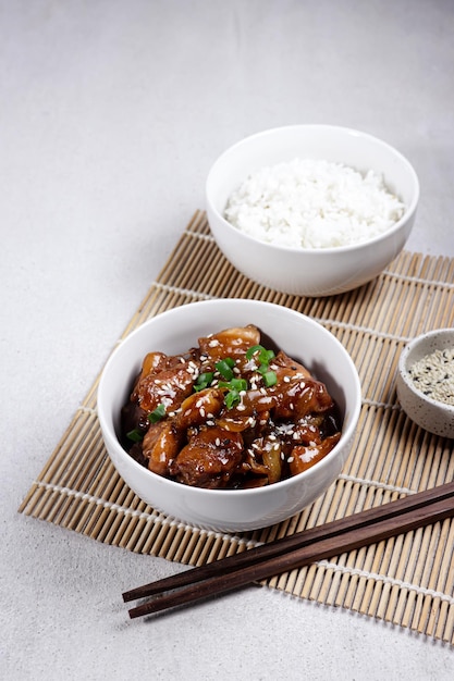 Ayam teriyaki or Chicken Teriyaki with rice