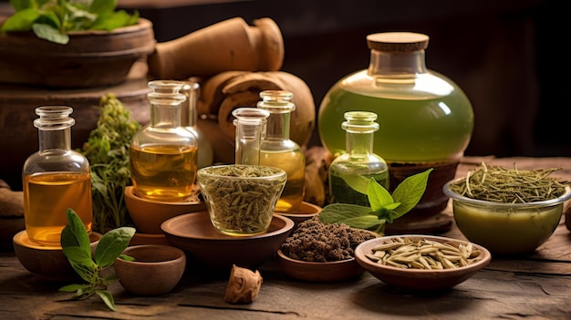 Ayurvedic herbal tea and wellness potions