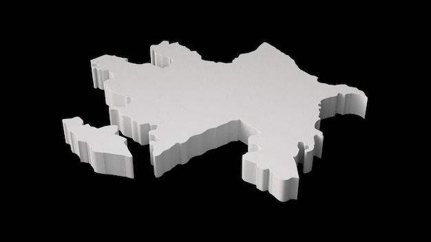 Azerbaijan 3D map Geography Cartography and topology on black and white 3D illustration