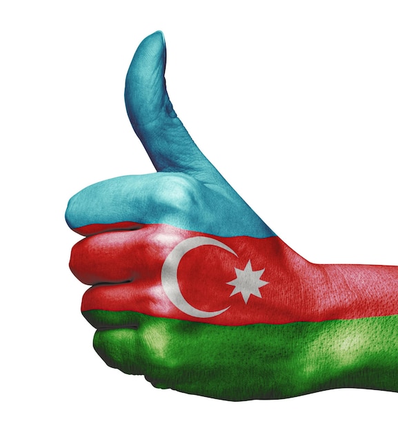 azerbaijan flag on hand indicating approval