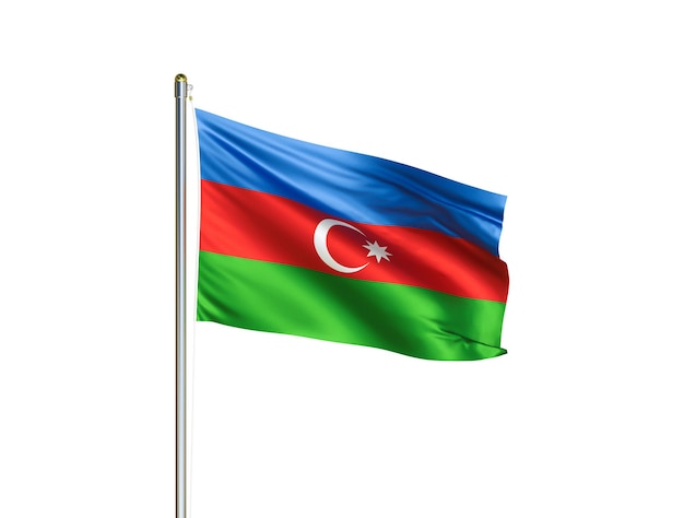 Azerbaijan national flag waving in isolated white background Azerbaijan flag 3D illustration