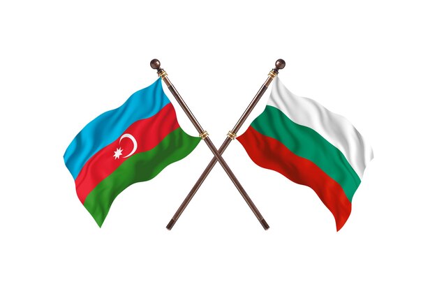 Azerbaijan versus Bulgaria Two Countries Flags Background