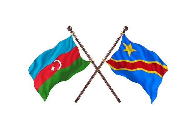 Azerbaijan versus Democratic Republic Congo Two Countries Flags Background