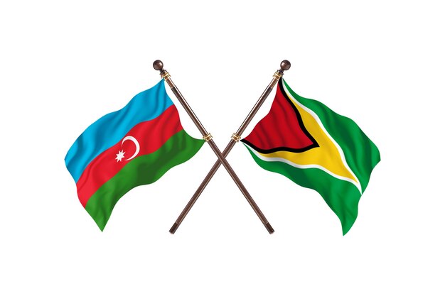 Azerbaijan versus Guyana Two Countries Flags Background