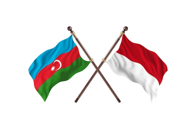 Azerbaijan versus Indonesia Two Countries Flags Background