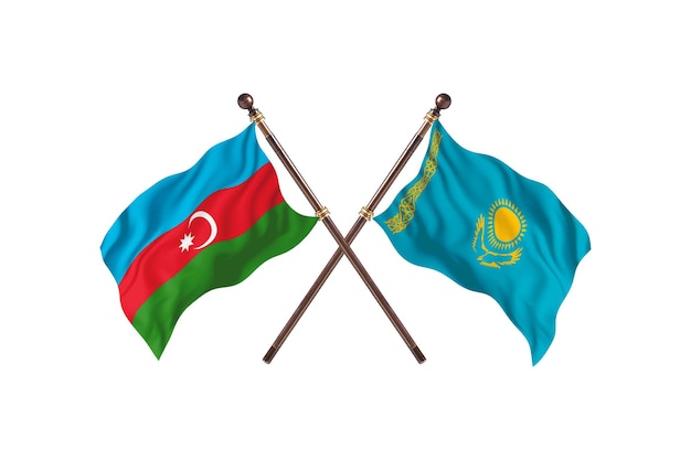 Azerbaijan versus Kazakhstan Two Countries Flags Background