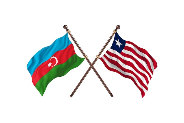 Azerbaijan versus Liberia Two Countries Flags Background