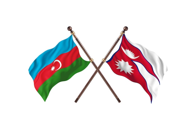 Azerbaijan versus Nepal Two Countries Flags Background