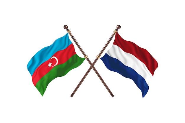 Azerbaijan versus Netherlands Two Countries Flags Background