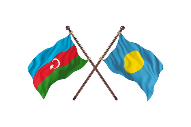 Azerbaijan versus Palau Two Countries Flags Background