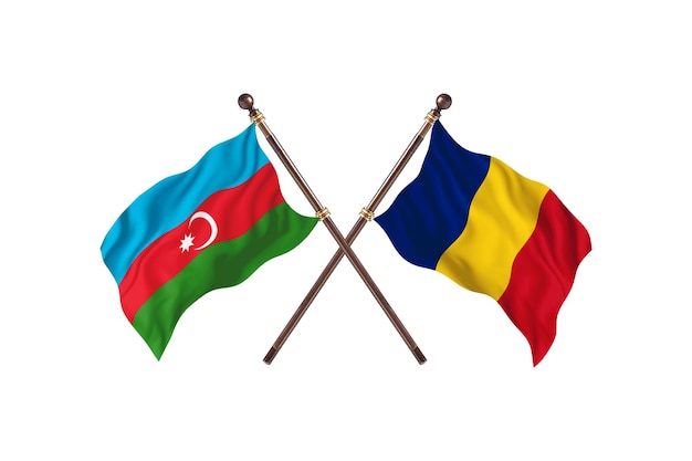 Azerbaijan versus Romania Two Countries Flags Background