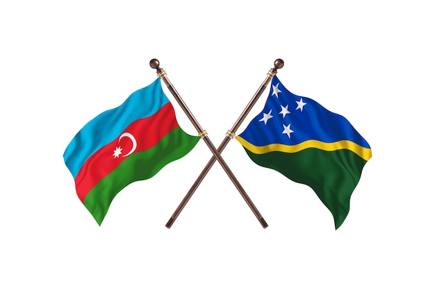 Azerbaijan versus Solomon Islands Two Countries Flags Background