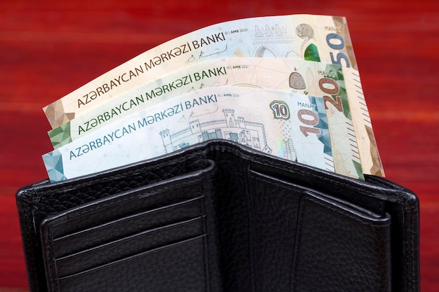 Azerbaijani money in the black wallet a new series of banknotes