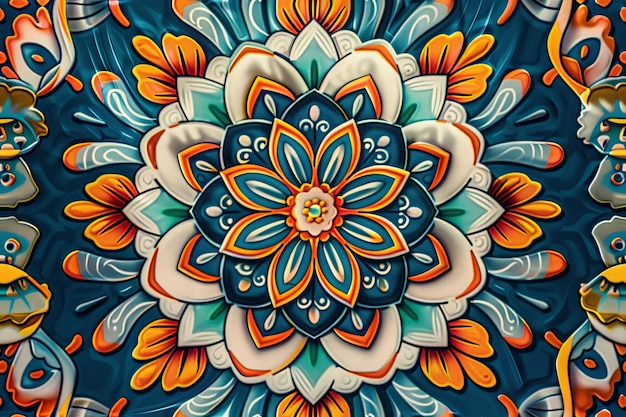 Aztec mandala pattern with tranquil symmetry and spiritual motifs for inner serenity AI Image