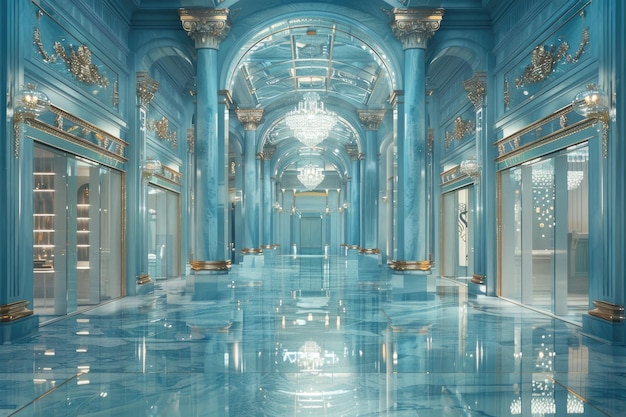 Azure Hallway Reflections Generative AI