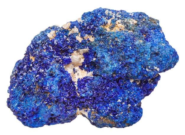 Azurite mineral stone isolated on white