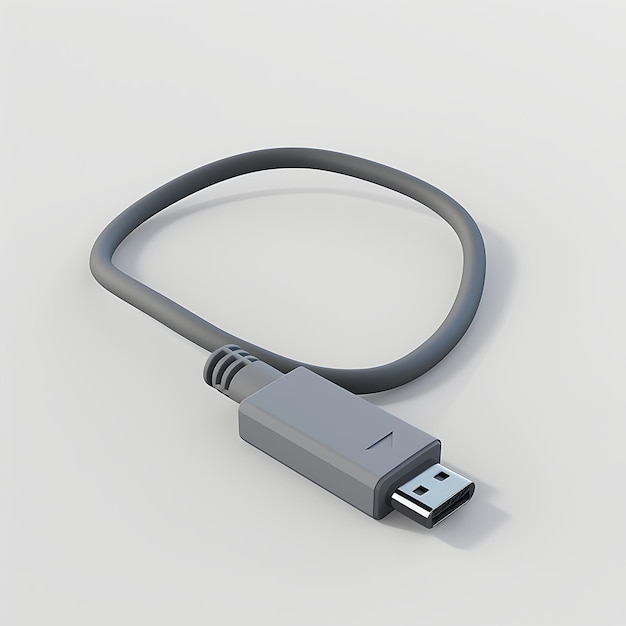 Photo b2 usb 3d icon with plug and cable plug is black and cable is g model object on clean background