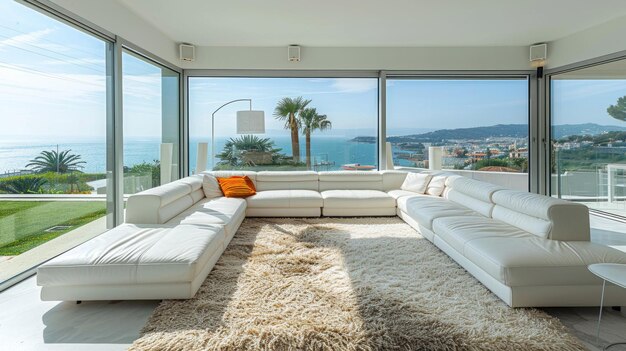 BA stunning view of the Mediterranean Sea from a luxurious living room