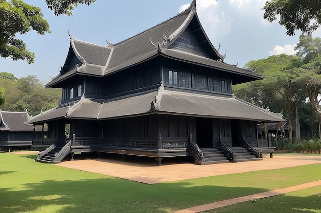 Baan dam museum black house one of the famous place and landmark in chiang rai