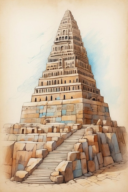 Babel tower as a Ziggurat in