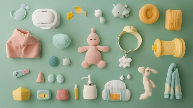 Baby Accessories Flat Lay Composition