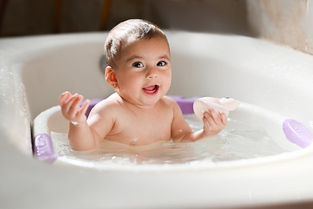 baby in bath take a shower