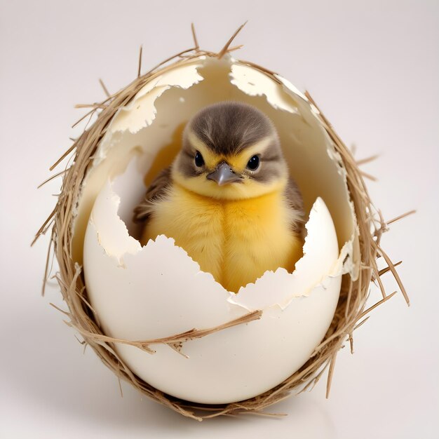 Photo a baby bird in a nest with a baby bird inside